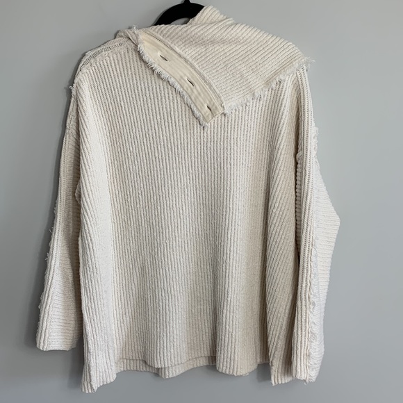 Free People On My Side Pullover Button Turtleneck Sweater Cream Size Medium - Picture 11 of 15